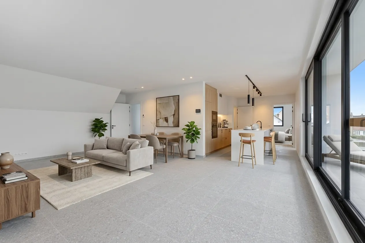 Open-plan living room after virtual staging